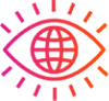 Icon representing a global perspective, with an eye looking out at the world.